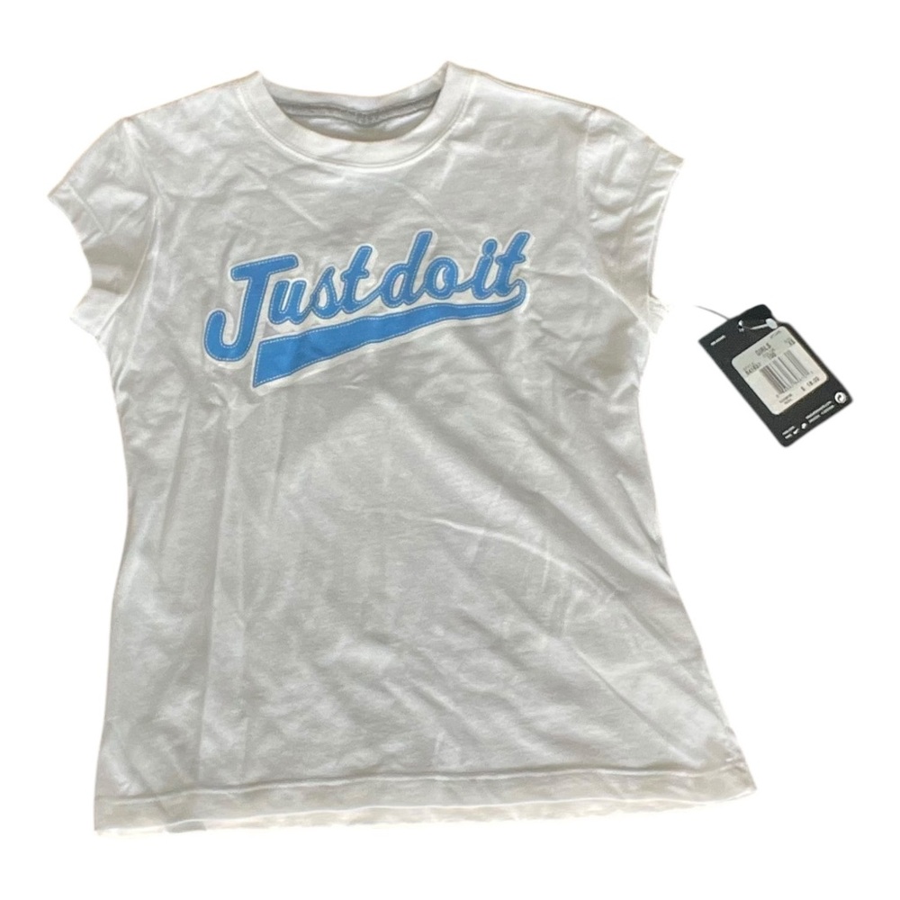 Nike Girls White “Just do it” Short Sleeve Tee - Size XS (6-7)